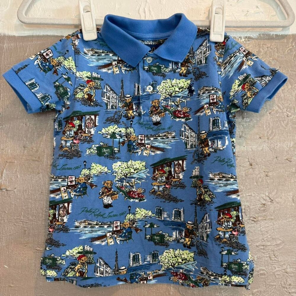 Polo Ralph Lauren Bear AOP kids polo shirt